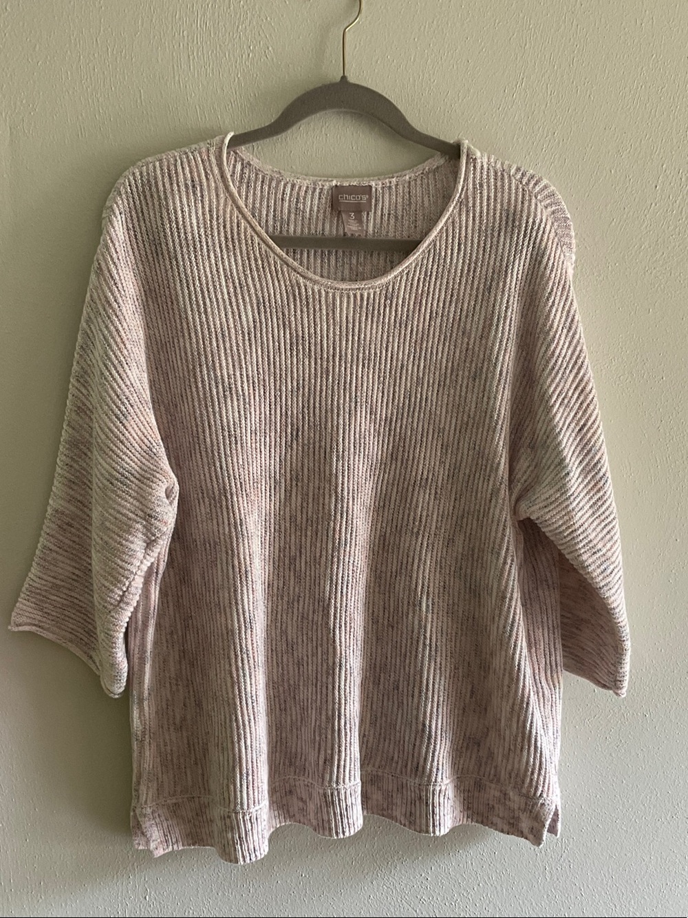 Chico's Blush Ribbed Scoopneck Sweater